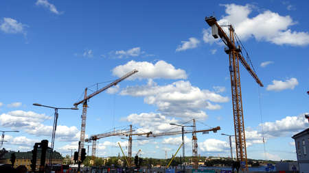 The cranes that rise in the center of the city of Stockholm in Sweden
