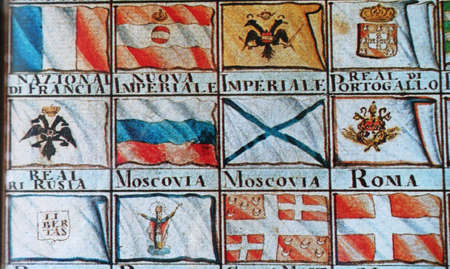 color photo of a blazon of ancient maritime flags