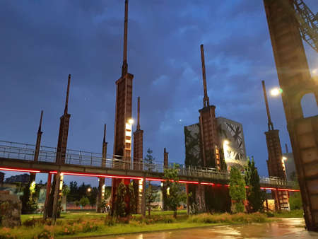 Turin, Italy - June 22, 2021: A night view of Parco Dora immediately outside the center of Turin.のeditorial素材