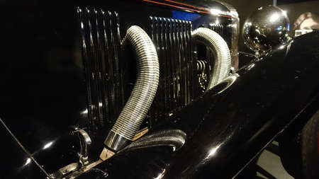 Turin, Italy - June 20, 2021: a view of a detail of an antique car at the Automobile Museumのeditorial素材