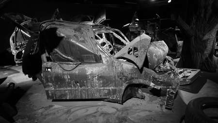 Turin, Italy - June 20, 2021: the remains of a crashed car at Automobile Museumのeditorial素材