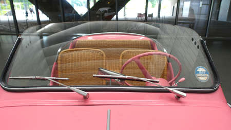 Turin, Italy - juni 20, 2021: front detail of a car exhibited at the Turin automobile museum