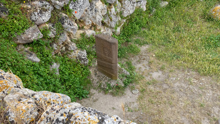 Sassari, Sardinia in Italy, May 18 2023. Stele dating back to 4000 BC. in Monte dAccoddi.のeditorial素材