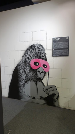 Stockholm, Sweden, December 29 2023. Art exhibition. The mystery of Banksi. A genius mind. Gorilla.のeditorial素材