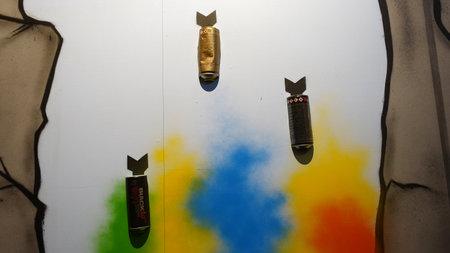 Stockholm, Sweden, December 29 2023. Art exhibition. The mystery of Banksy. A genius mind. Bombing.