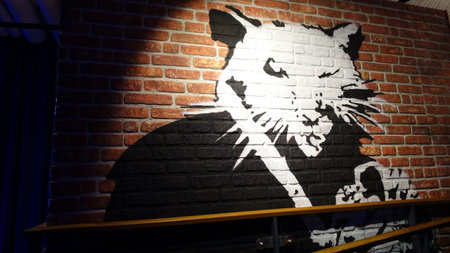 Stockholm, Sweden, December 29 2023. Art exhibition. The mystery of Banksy. A genius mind. Cat.のeditorial素材