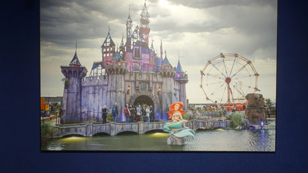 Stockholm, Sweden, December 29 2023. Art exhibition. The mystery of Banksy A genius mind. Amusement.のeditorial素材