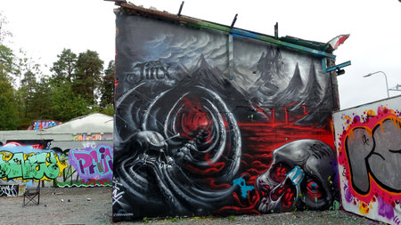 Stockholm, Sweden, August 20 2022. Graffiti exhibition on the outskirts of the city.のeditorial素材