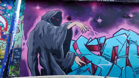 Stockholm, Snosatra, Sweden, May 08 2021. Graffiti exhibition on the outskirts of the city....