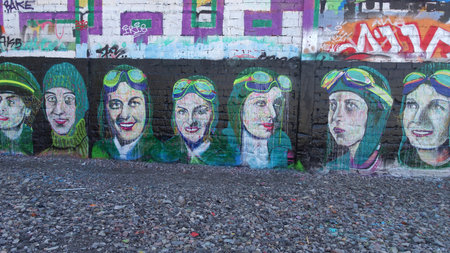 Stockholm, Sweden, May 08 2021. Graffiti exhibition on the outskirts of the city.のeditorial素材