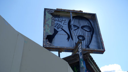 Stockholm, Snosatra, Sweden, May 08 2021. Graffiti exhibition on the outskirts of the city. Sunny.のeditorial素材