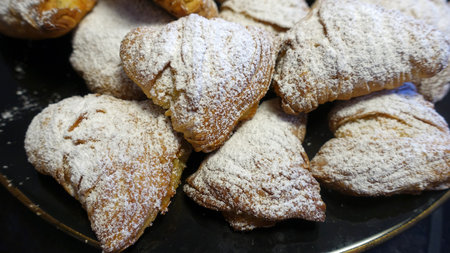 Homemade sfogliatelle. Traditional dessert from Naples in Italy.の写真素材