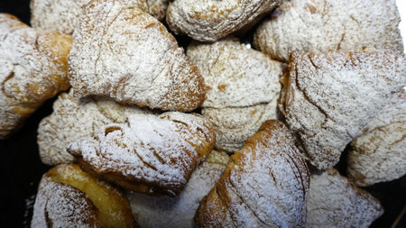 Homemade sfogliatelle. Traditional dessert from Naples in Italy.の写真素材
