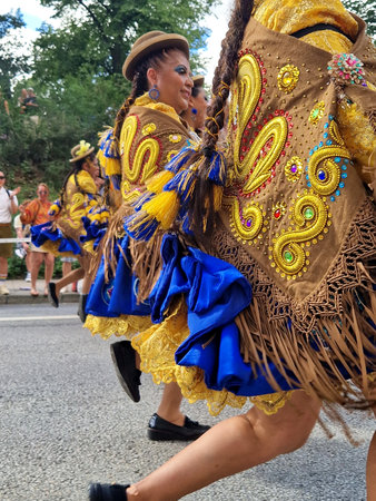 Stockholm, Sweden, August 2, 2025. A glimpse of the Gay Pride parade through the city streets.のeditorial素材