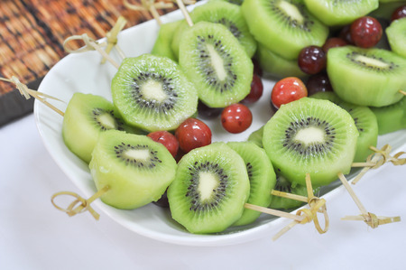 Fresh green sliced kiwi fruit Sticks for a healthy diet, selective focusの写真素材