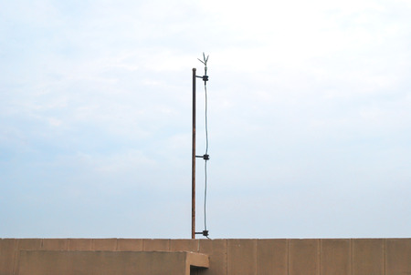 Lightning rod and blue skyの写真素材