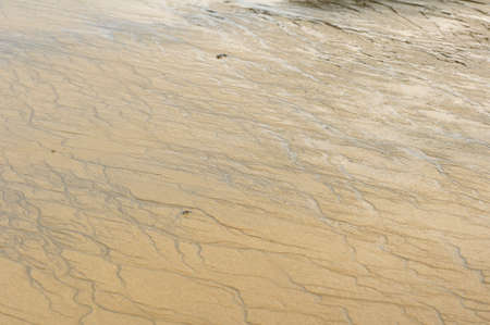 Furrows in the sand formed by low tideの写真素材