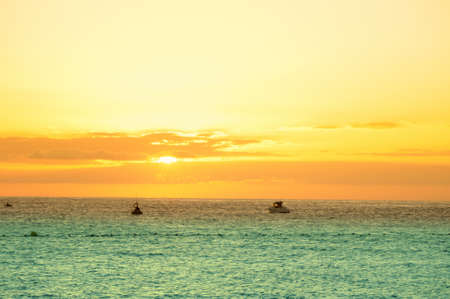 Fishing on a summer eveningの写真素材
