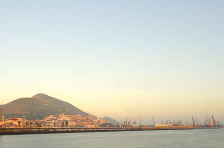 Landscape of the river port of Getxoの写真素材