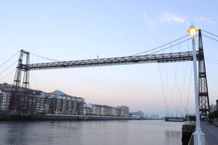 Bizkaia suspension bridge at dawnの写真素材