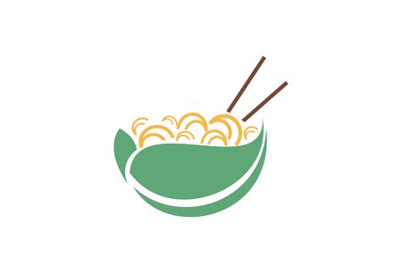 Green Noodle Chopsticks Healthy Tasty Asian Food Symbolのイラスト素材