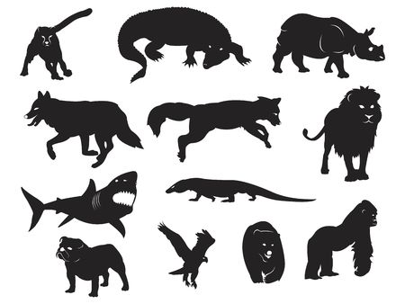 Wild Carnivore Hunter Animal Wildlife Predator Black Silhouetteのイラスト素材