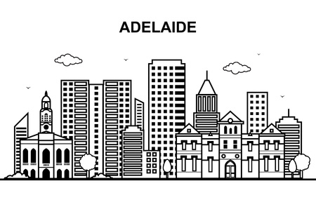 Adelaide City Australia Cityscape Skyline Line Outline Illustrationのイラスト素材