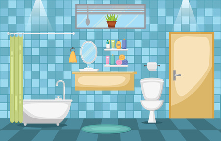 Bathroom Interior Clean Modern Room Furniture Flat Designのイラスト素材