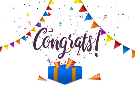 Congratulations Typography Handwritten Lettering Greeting Card Bannerのイラスト素材