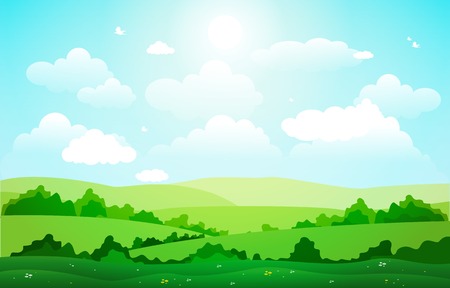 Mountains Hills Green Grass Nature Landscape Skyのイラスト素材