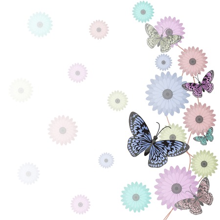 Butterflies Flower Floral Summer Spring Frame Backgroundのイラスト素材