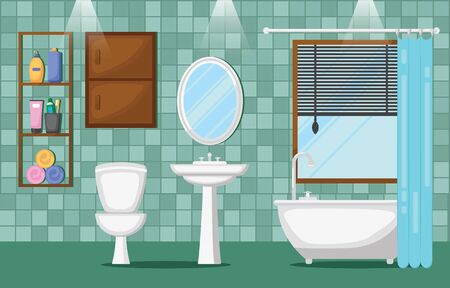 Bathroom Interior Clean Modern Room Furniture Flat Designのイラスト素材