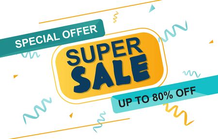 Super Sale Discount Offer Promotion Web App Banner Vector Illustrationのイラスト素材