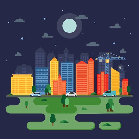 City Cityscape Skyline Landmark Building Traffic Street Illustrationのイラスト素材