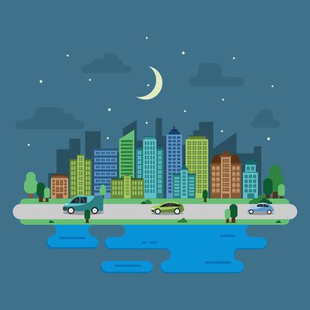 City Cityscape Skyline Landmark Building Traffic Street Illustrationのイラスト素材