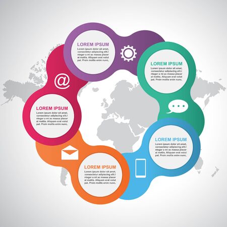 Chained Connected Circle Abstract Business Infographic Templateのイラスト素材