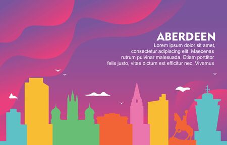 Aberdeen City Building Cityscape Skyline Dynamic Background Illustrationのイラスト素材