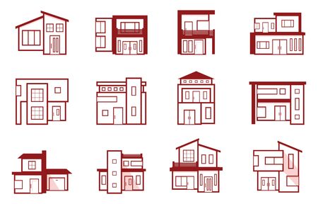 Modern House Home Real Estate Icon Symbol Outline Elementのイラスト素材