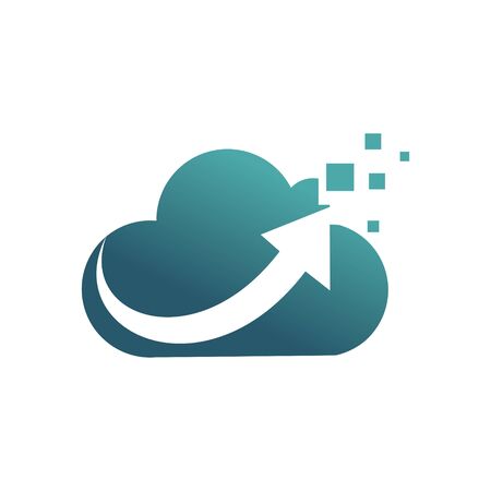 Pixel Cloud Up Arrow Internet Data Technology Logoのイラスト素材