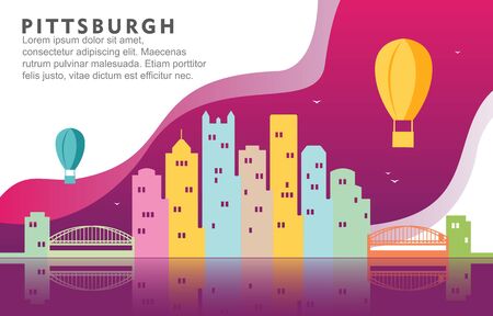 Pittsburgh Pennsylvania City Building Cityscape Skyline Dynamic Background Illustrationのイラスト素材