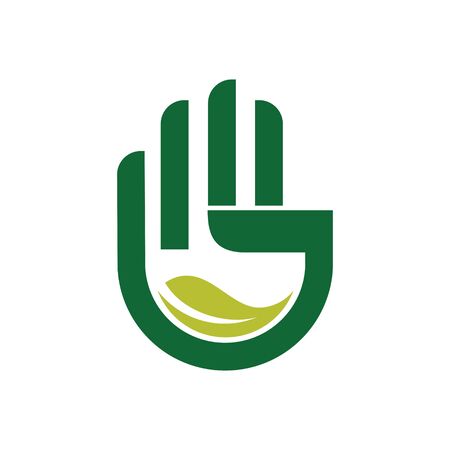 Hand Keep Go Green Leaf Ecology Save the World Logoのイラスト素材