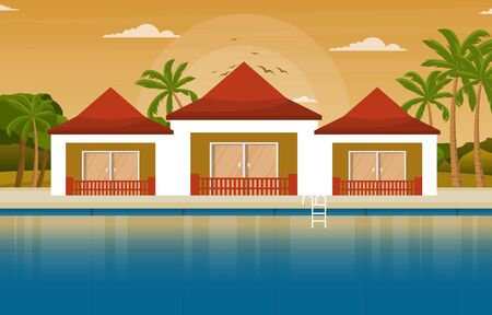 Water Outdoor Swimming Pool Hotel Nature Relax View Illustrationのイラスト素材