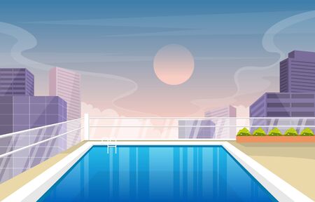 Water Outdoor Swimming Pool Hotel City Relax View Illustrationのイラスト素材