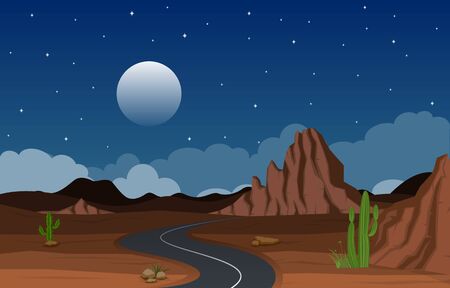 Beautiful Western Desert Landscape with Sky Rock Cliff Mountain Vector Illustrationのイラスト素材