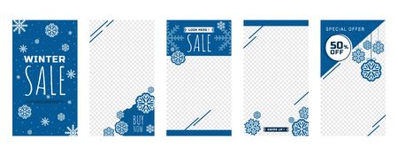 Winter Sale Social Media Stories Business Marketing Promotion Template Setのイラスト素材