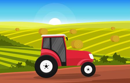 Agriculture Wheat Field Farm Rural Nature Scene Landscape Illustrationのイラスト素材