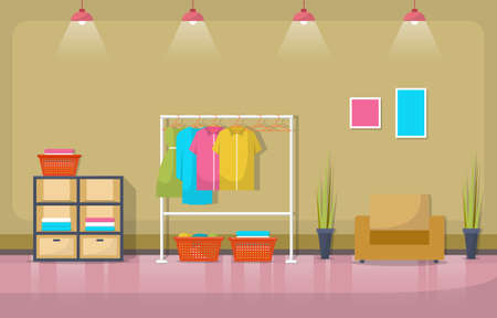 Laundromat Clean Clothes Washing Laundry Tools Modern Interiorのイラスト素材