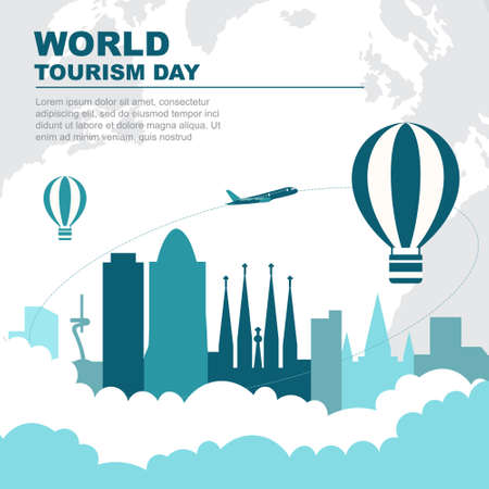 Barcelona City Spain Europe Travel World Tourism Day Illustrationのイラスト素材