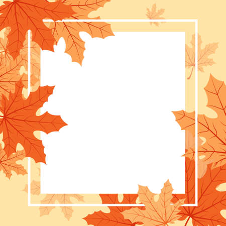 Autumn Fall Season Leaf Greeting Invitation Square Frame Background Bouquetのイラスト素材