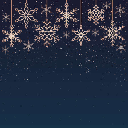 Snowflakes Happy New Year Holiday Greeting Card Background Template